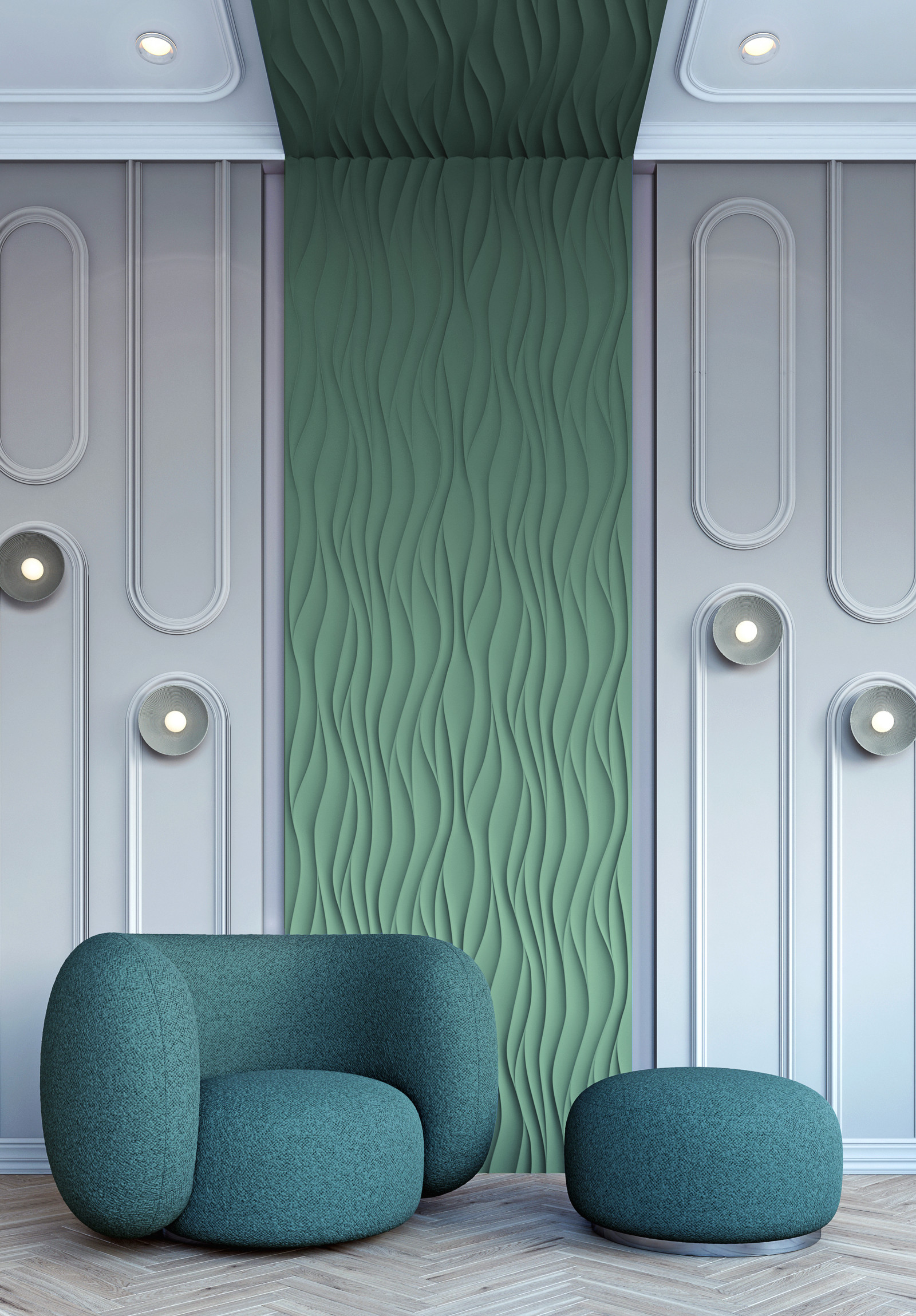 Стеновая панель под покраску Bello Deco СП 13 500×500×15 фото в интерьере